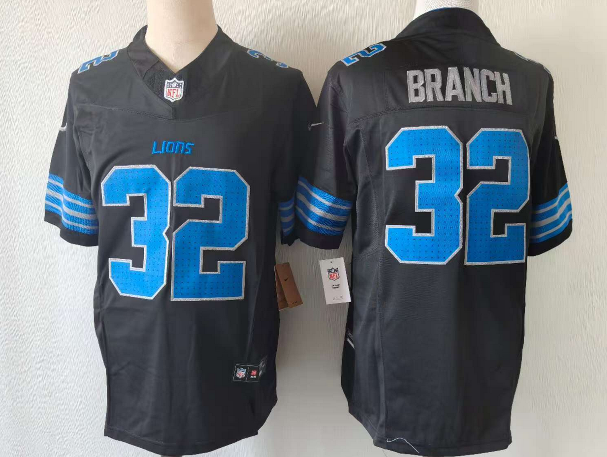 Youth Black Detroit Lions #32 Brian Branch 2025 F.U.S.E. Vapor Limited Stitched Jersey